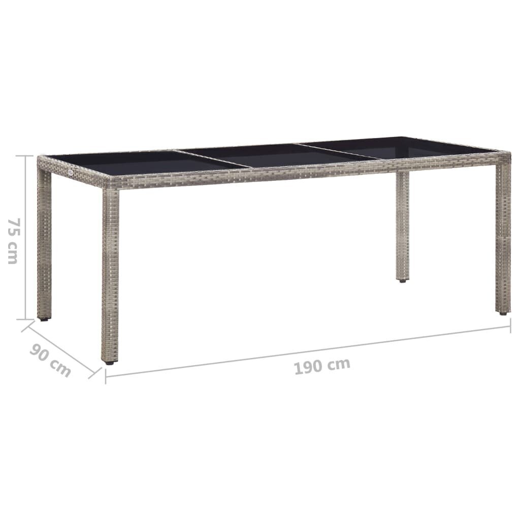 Puutarhapöytä harmaa 190x90x75 cm polyrottinki hinta ja tiedot | Puutarhapöydät | hobbyhall.fi