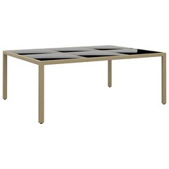 Puutarhapöytä 200x150x75 cm karkaistu lasi/polyrottinki beige hinta ja tiedot | Puutarhapöydät | hobbyhall.fi