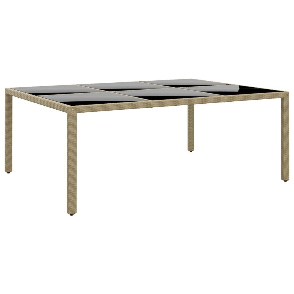 Puutarhapöytä 200x150x75 cm karkaistu lasi/polyrottinki beige hinta ja tiedot | Puutarhapöydät | hobbyhall.fi