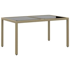 Puutarhapöytä 150x90x75cm karkaistu lasi ja polyrottinki beige hinta ja tiedot | Puutarhapöydät | hobbyhall.fi