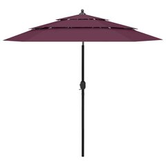 3-tasoinen aurinkovarjo alumiinitanko viininpunainen 2,5 m hinta ja tiedot | Aurinkovarjot ja markiisit | hobbyhall.fi