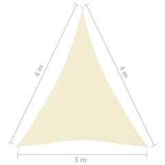 Aurinkopurje Oxford-kangas kolmio 3x4x4 m kerma hinta ja tiedot | Aurinkovarjot ja markiisit | hobbyhall.fi