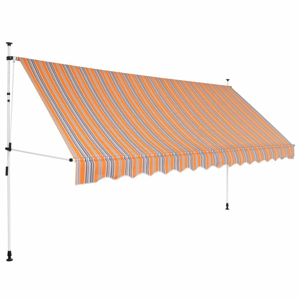 Sisäänkelattava markiisi 400 cm Sinikeltaiset raidat hinta ja tiedot | Aurinkovarjot ja markiisit | hobbyhall.fi