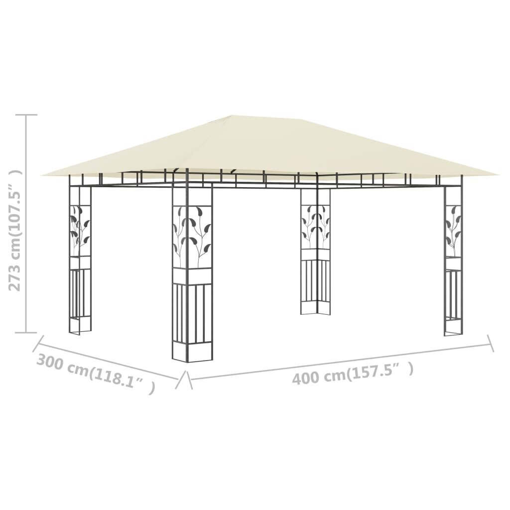 Huvimaja hyttysverkolla 4x3x2,73 m kerma 180 g/m² hinta ja tiedot | Puutarhapaviljongit | hobbyhall.fi