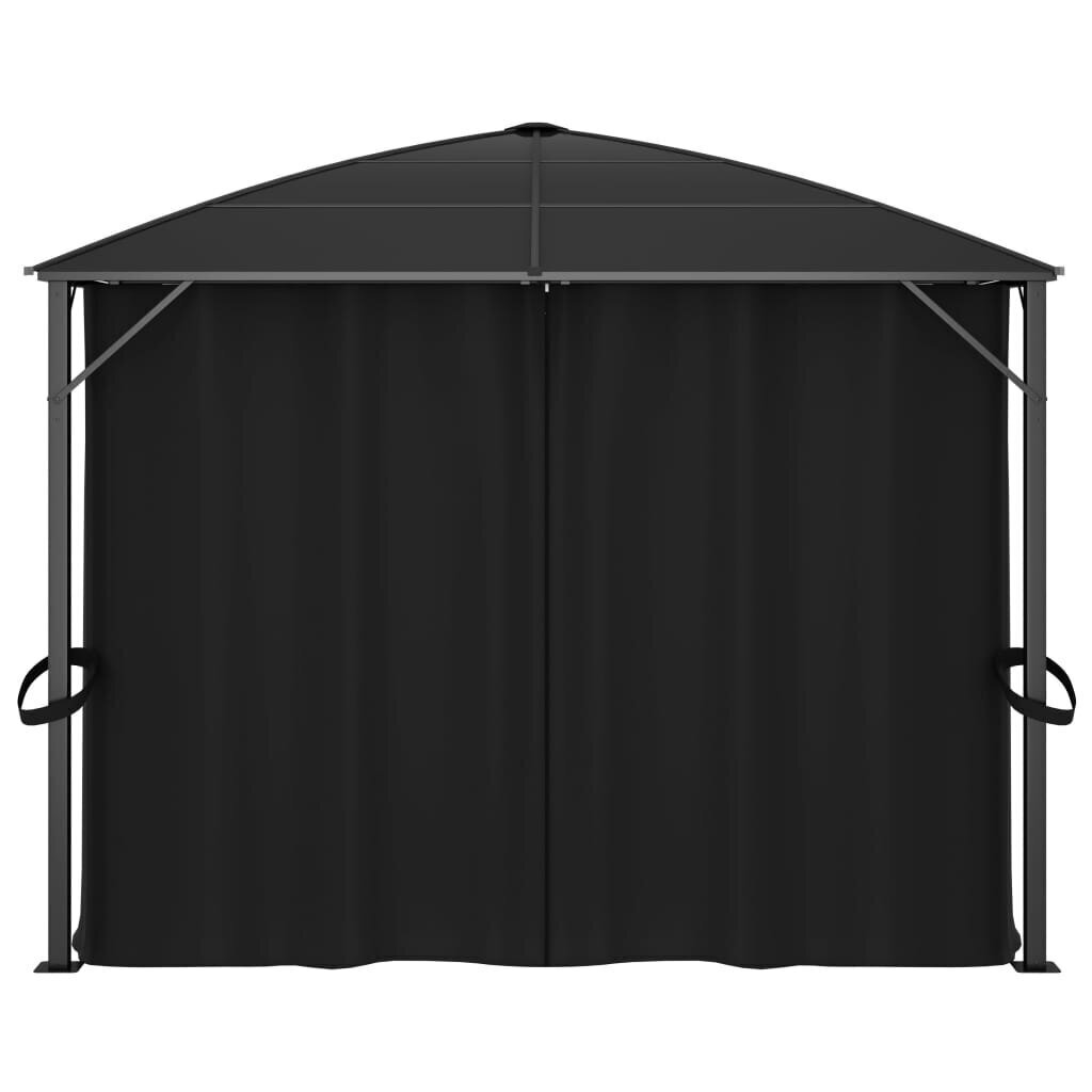 Huvimaja verhoilla 400x300x265 cm antrasiitti hinta ja tiedot | Puutarhapaviljongit | hobbyhall.fi