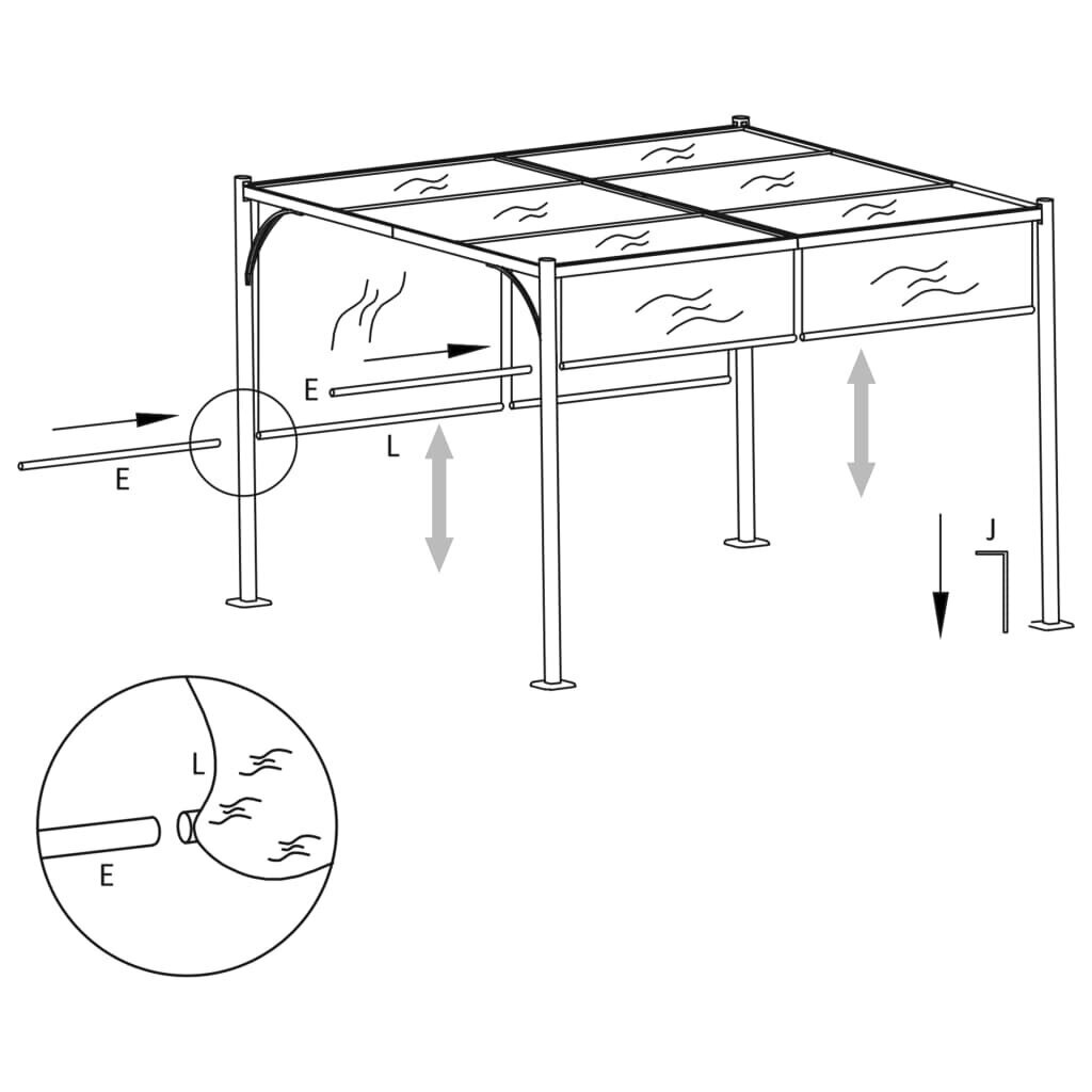 Puutarhapergola rullattavalla katolla 3x3 m antrasiitti hinta ja tiedot | Puutarhapaviljongit | hobbyhall.fi