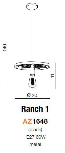 Riippuvalaisin Azzardo AZ1648 Ranch 1 hinta ja tiedot | Riippuvalaisimet | hobbyhall.fi