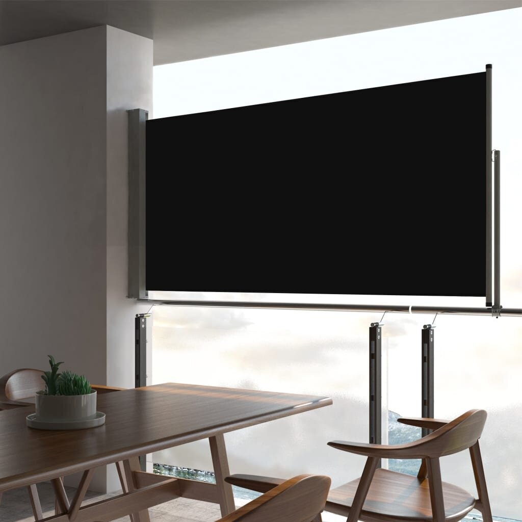 Sisäänvedettävä terassin sivumarkiisi 80x300 cm musta hinta ja tiedot | Aurinkovarjot ja markiisit | hobbyhall.fi