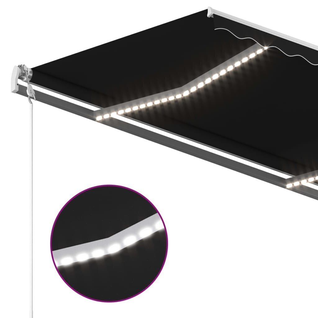 Automaattinen markiisi LED / tuulitunnistimella, antrasiitti, 4,5x3m hinta ja tiedot | Aurinkovarjot ja markiisit | hobbyhall.fi