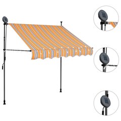 Sisäänkelattava markiisi LED-valoilla 100 cm keltainen/sininen hinta ja tiedot | Aurinkovarjot ja markiisit | hobbyhall.fi