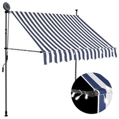 Sisäänkelattava markiisi LED-valoilla 200 cm sininen/valkoinen hinta ja tiedot | Aurinkovarjot ja markiisit | hobbyhall.fi