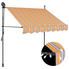 Sisäänkelattava markiisi LED-valoilla 150 cm keltainen/sininen hinta ja tiedot | Aurinkovarjot ja markiisit | hobbyhall.fi