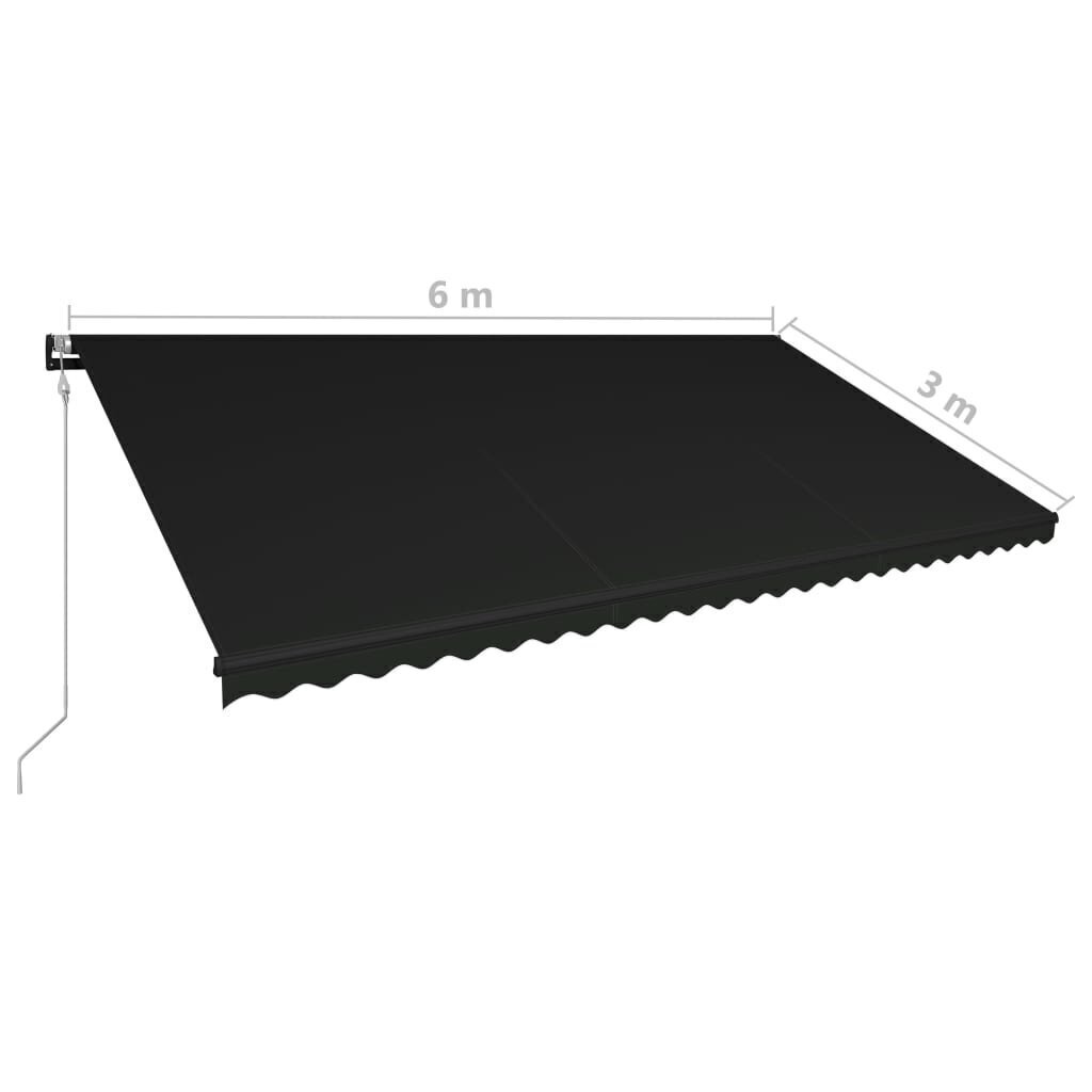 Automaattisesti sisäänkelattava markiisi 600x300 cm antrasiitti hinta ja tiedot | Aurinkovarjot ja markiisit | hobbyhall.fi