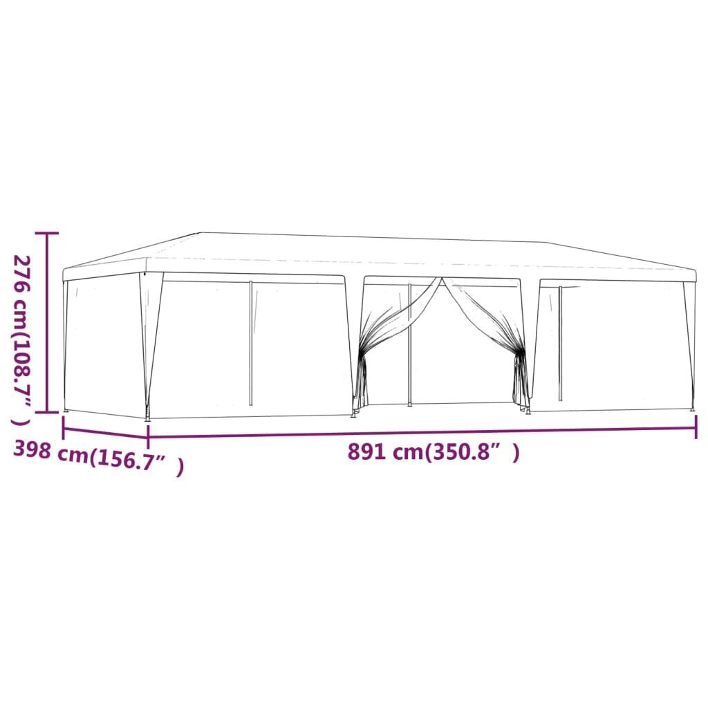 Juhlateltta 8 verkkosivuseinää punainen 9x4 m HDPE hinta ja tiedot | Puutarhapaviljongit | hobbyhall.fi