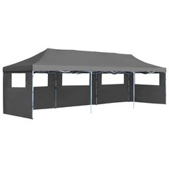 Kokoontaitettava juhlateltta 5 sivuseinällä 3x9 m antrasiitti hinta ja tiedot | Puutarhapaviljongit | hobbyhall.fi