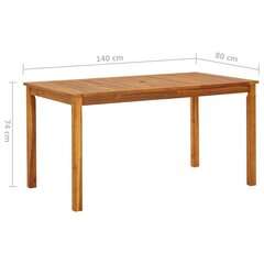 Puutarhapöytä 140x80x74 cm täysi akaasiapuu hinta ja tiedot | Puutarhapöydät | hobbyhall.fi