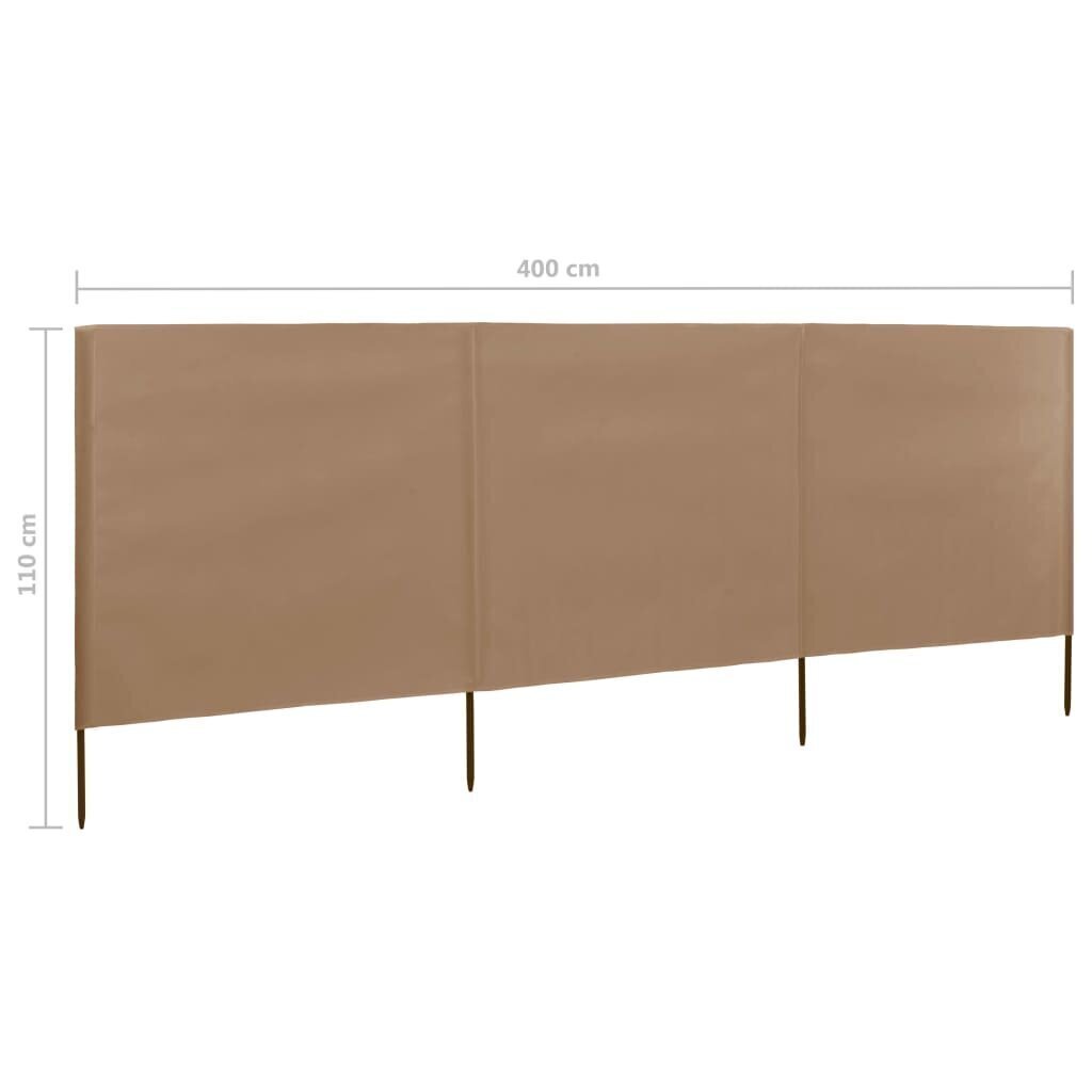 Tuulensuojakangas 3 paneelilla 400x80 cm ruskeanharmaa hinta ja tiedot | Aurinkovarjot ja markiisit | hobbyhall.fi