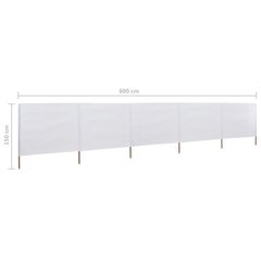 Tuulensuojakangas 5 paneelilla 600x120 cm hiekanvalkoinen hinta ja tiedot | Aurinkovarjot ja markiisit | hobbyhall.fi