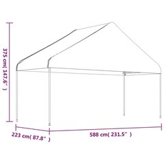 Huvimaja katolla valkoinen 6,69x5,88x3,75 m polyeteeni hinta ja tiedot | Puutarhapaviljongit | hobbyhall.fi