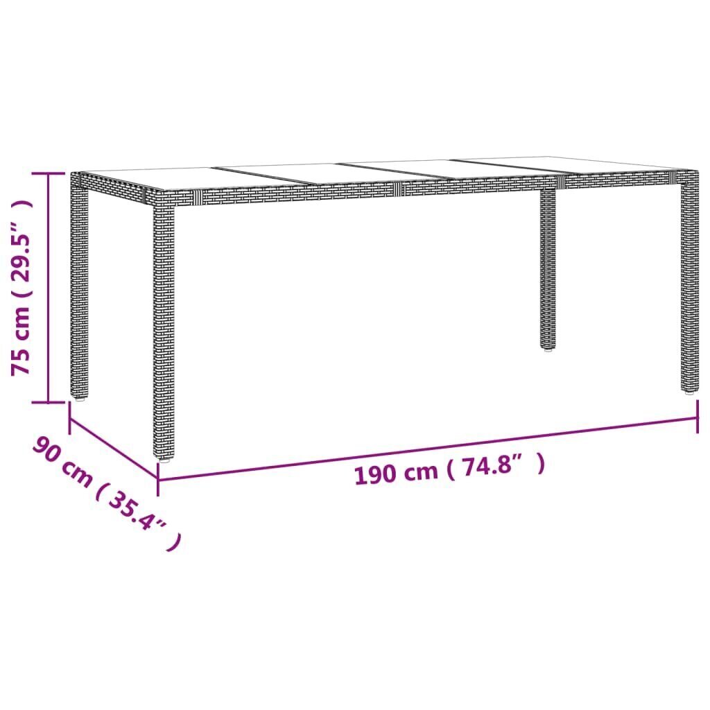 Puutarhapöytä beige polyrottinki / karkaistu lasi hinta ja tiedot | Puutarhapöydät | hobbyhall.fi