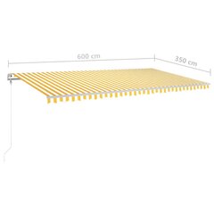 Sisäänkelattava markiisi LED/tuulisensori 600x350 cm keltavalk. hinta ja tiedot | Aurinkovarjot ja markiisit | hobbyhall.fi