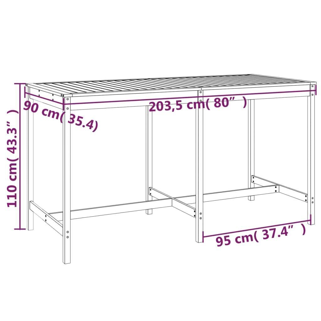 Puutarhapöytä valkoinen 203,5x90x110 cm täysi mänty hinta ja tiedot | Puutarhapöydät | hobbyhall.fi