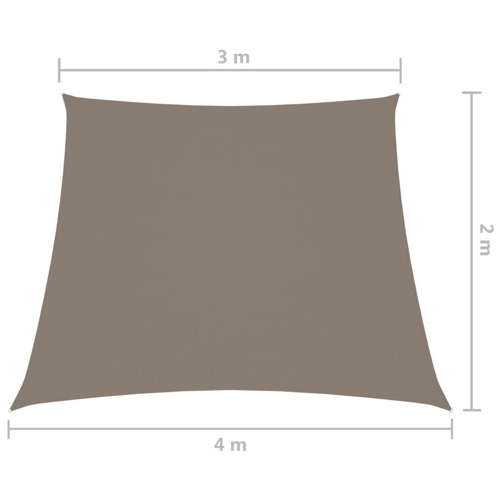 Aurinkopurje Oxford-kangas puolisuunnikas 2/4x3 m harmaanruskea hinta ja tiedot | Aurinkovarjot ja markiisit | hobbyhall.fi