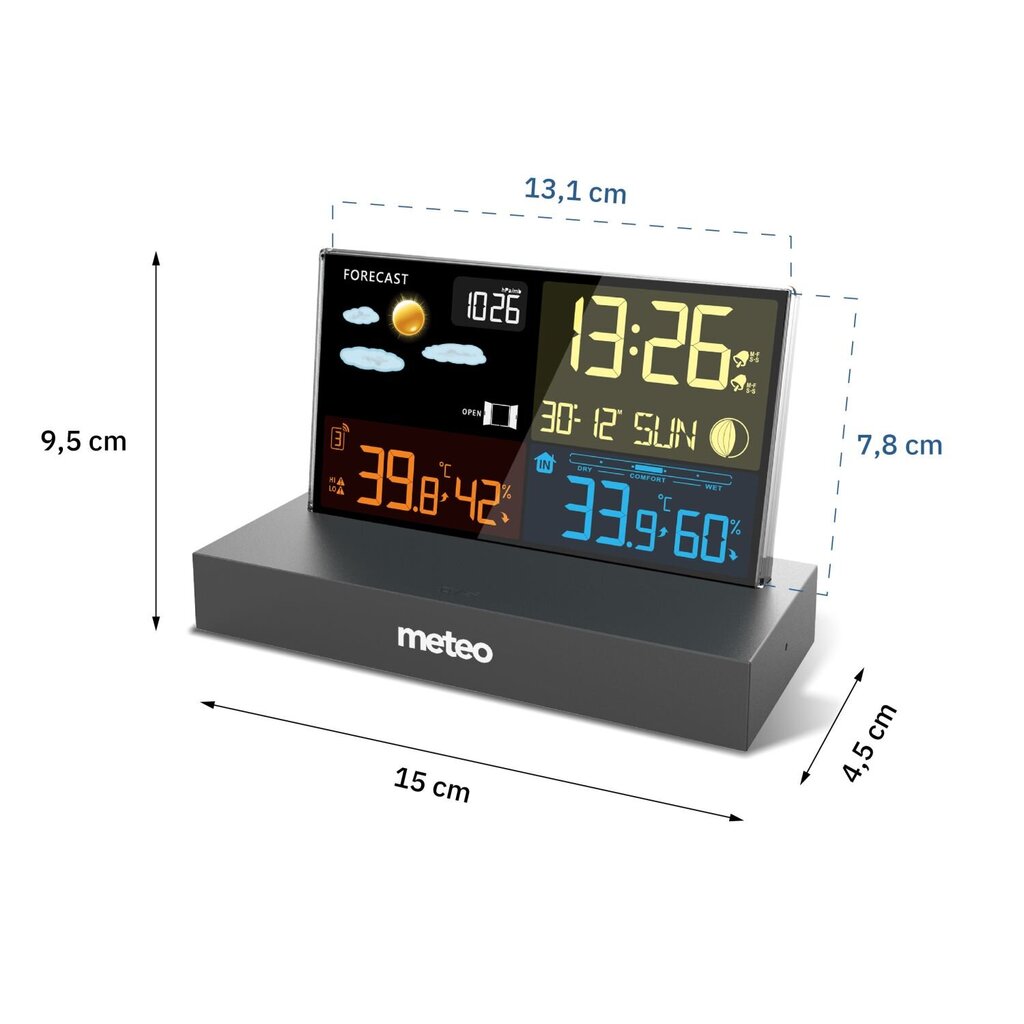 METEO SP110C sääasema DCF:llä, musta hinta ja tiedot | Sääasemat, lämpö- ja kosteusmittarit | hobbyhall.fi