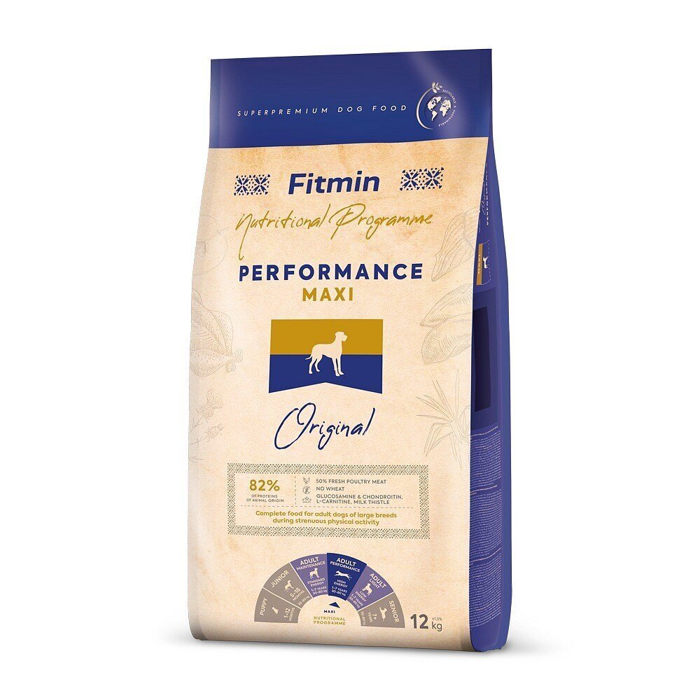 Fitmin Dog Maxi Performance siipikarjanlihalla, 12 kg hinta ja tiedot | Koiran kuivaruoka | hobbyhall.fi