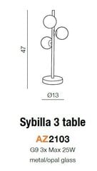 Azzardo pöytävalaisin Sybilla 3 AZ2103 hinta ja tiedot | Pöytävalaisimet | hobbyhall.fi