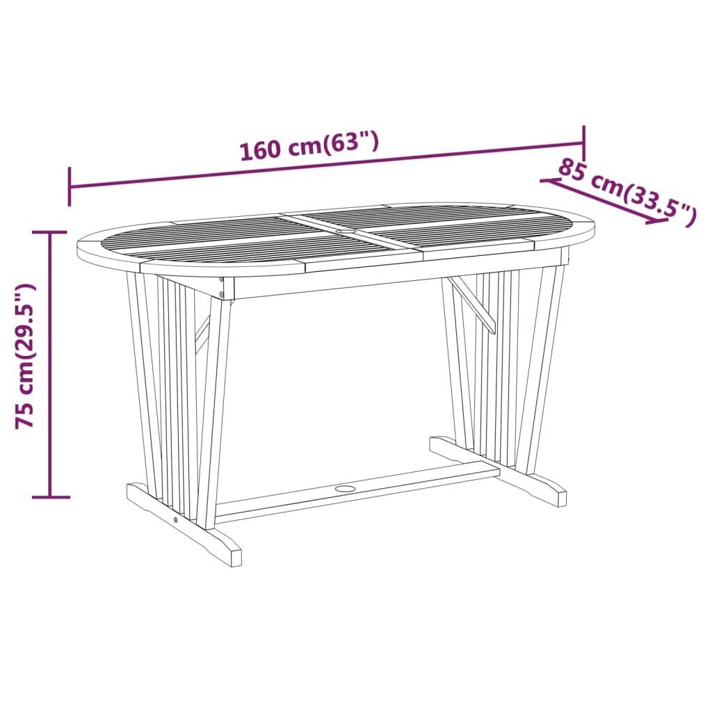 Puutarhapöytä 160x85x75 cm täysi eukalyptuspuu hinta ja tiedot | Puutarhapöydät | hobbyhall.fi