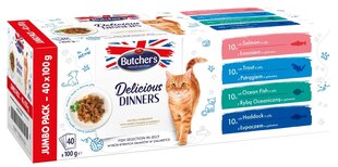 Butchers Delicious Dinners Jumbo kalasäilykkeet, 40 x 100 g hinta ja tiedot | Kissanruoka | hobbyhall.fi