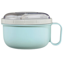 Xavax Round Lunch Box, mikroaaltouunille, ruokailuvälineillä, 1100 ml, pastellinsininen / harmaa hinta ja tiedot | Elintarvikkeiden säilytysastiat | hobbyhall.fi