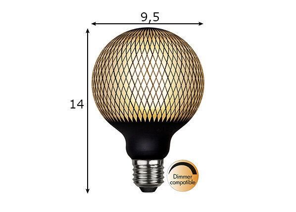 LED-lamppu himmennettävä G95 E27 2700K 180lm 4W 9,5x14cm 366-42 hinta ja tiedot | Lamput | hobbyhall.fi