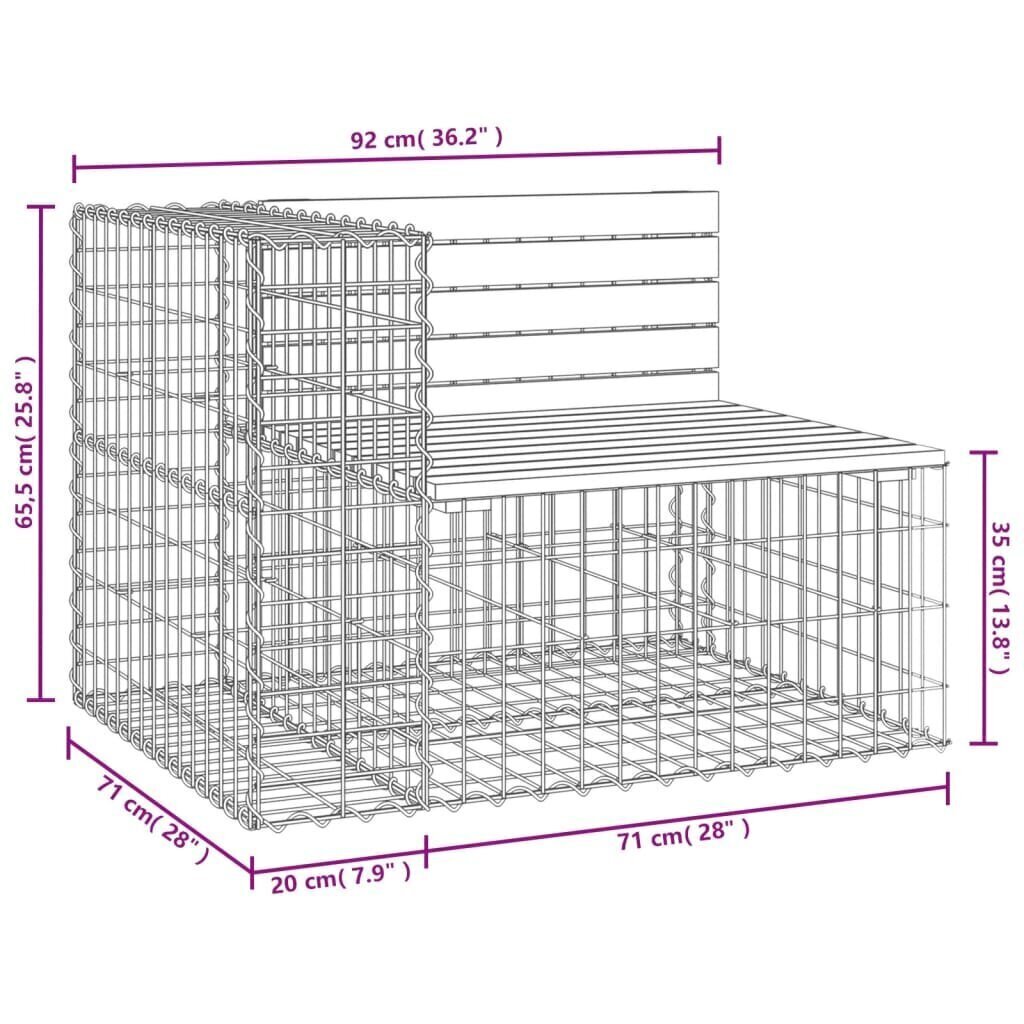 Puutarhapenkki kivikori tyyli 92x71x65,5 cm kyllästetty mänty hinta ja tiedot | Puutarhapenkit | hobbyhall.fi