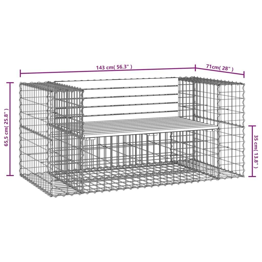 Puutarhapenkki kivikori tyyli 143x71x65,5 cm täysi mänty hinta ja tiedot | Puutarhapenkit | hobbyhall.fi