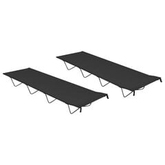 Retkisängyt 2 kpl 180x60x19 cm Oxford-kangas ja teräs musta hinta ja tiedot | Retkeilyvarusteet | hobbyhall.fi