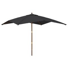 Puutarhan aurinkovarjo puutolppa musta 300x300x273 cm hinta ja tiedot | Aurinkovarjot ja markiisit | hobbyhall.fi