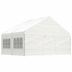 Huvimaja katolla valkoinen 4,46x5,88x3,75 m polyeteeni hinta ja tiedot | Puutarhapaviljongit | hobbyhall.fi