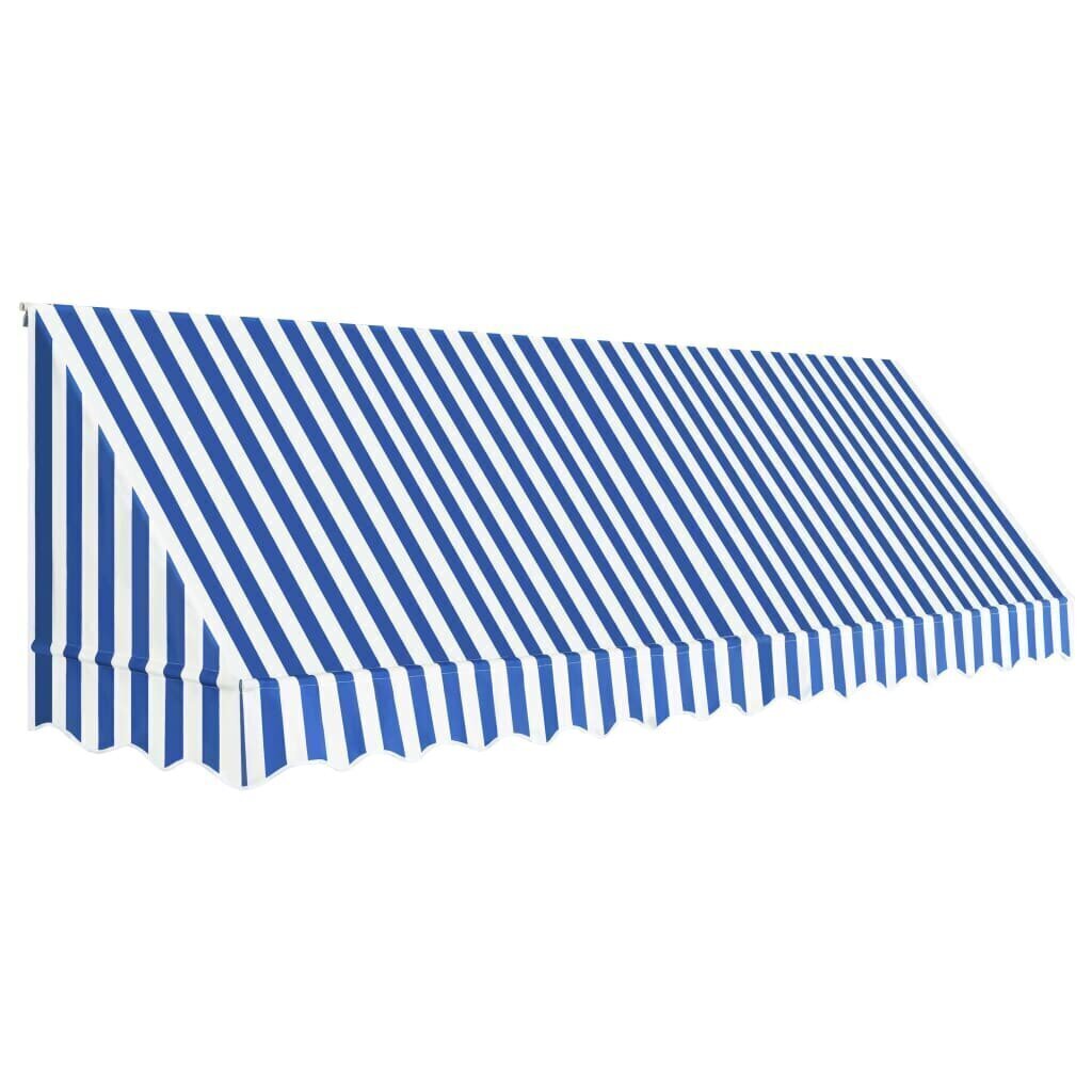 Bistromarkiisi 400 x 120 cm sininen ja valkoinen hinta ja tiedot | Aurinkovarjot ja markiisit | hobbyhall.fi