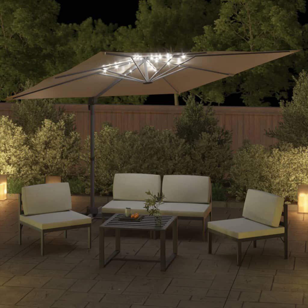 Riippuva LED-aurinkovarjo taupe 400x300 cm hinta ja tiedot | Aurinkovarjot ja markiisit | hobbyhall.fi