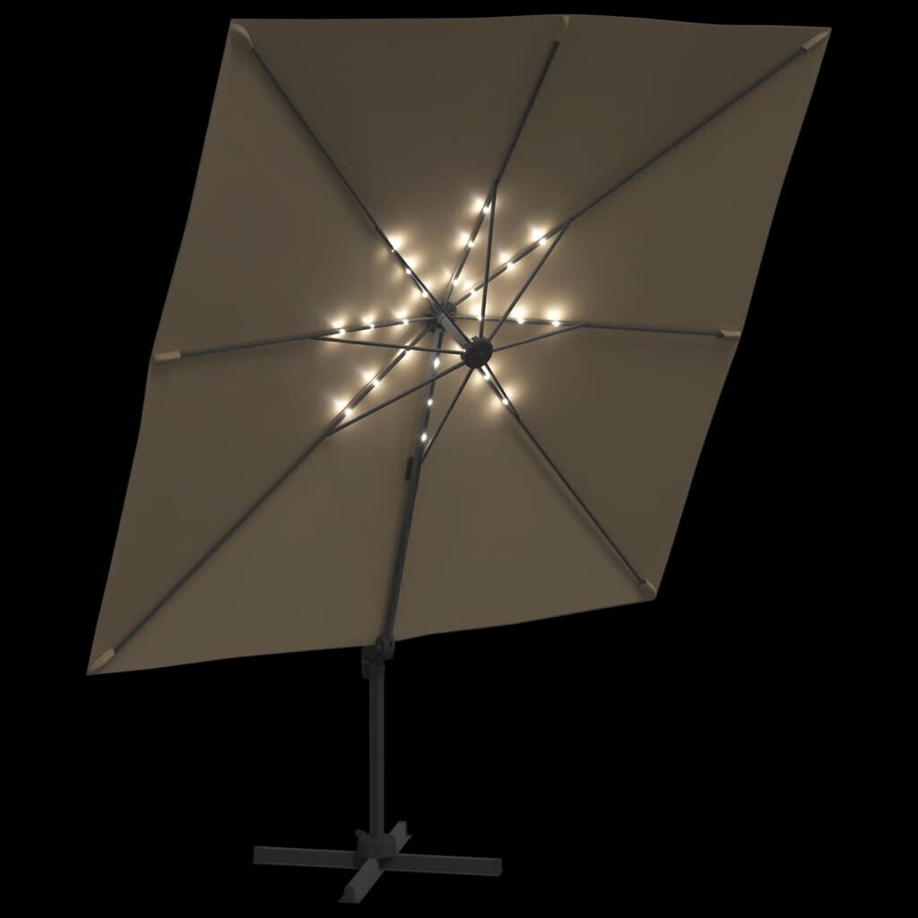 Riippuva LED-aurinkovarjo taupe 400x300 cm hinta ja tiedot | Aurinkovarjot ja markiisit | hobbyhall.fi