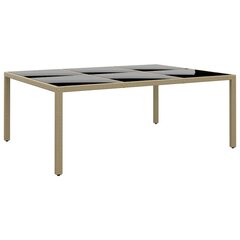 Puutarhapöytä 200x150x75 cm karkaistu lasi/polyrottinki beige hinta ja tiedot | Puutarhapöydät | hobbyhall.fi