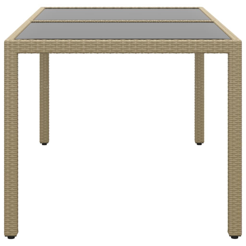 Puutarhapöytä 150x90x75cm karkaistu lasi ja polyrottinki beige hinta ja tiedot | Puutarhapöydät | hobbyhall.fi