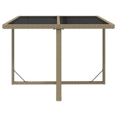 Puutarhapöytä beige 109x107x74 cm polyrottinki ja lasi hinta ja tiedot | Puutarhapöydät | hobbyhall.fi