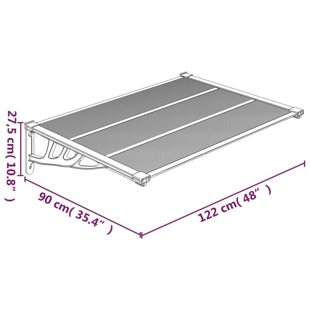 Ovikatos musta 122x90 cm polykarbonaatti hinta ja tiedot | Aurinkovarjot ja markiisit | hobbyhall.fi