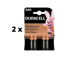 Paristot DURACELL AAA, LR03, 4 kpl x 2 kpl. paketti hinta ja tiedot | Paristot | hobbyhall.fi