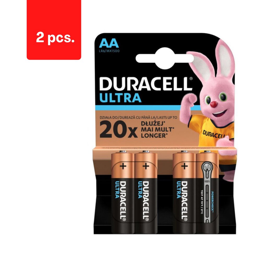 Paristot DURACELL Ultra AA, 4 kpl. x 2 pakkaus paketti hinta ja tiedot | Paristot | hobbyhall.fi