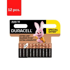 Paristot Duracell AAA, 10 kpl. x 12 kpl. hinta ja tiedot | Paristot | hobbyhall.fi