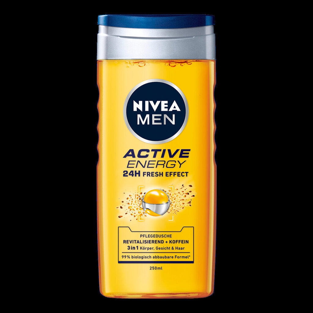 Miesten suihkugeeli Nivea Men Active Energy, 6 x 250 ml hinta ja tiedot | Suihkusaippuat ja suihkugeelit | hobbyhall.fi